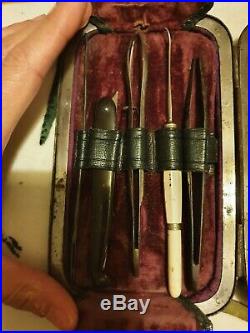 1800s Antique vintage Travel Surgical Medical Instruments equipment Case set
