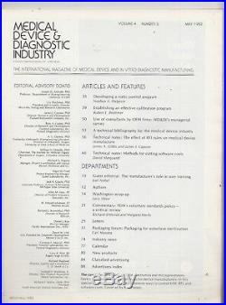 1982 medical Device & Diagnostic Industry Magazine, vintage equipment ads /l8