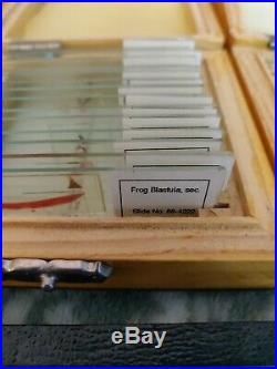 215 Prepared Vintage Microscope Slides Wood Boxes Various Kinds School Home