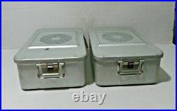 2 Medical Supply Metal Trays with Lids DBP Germany