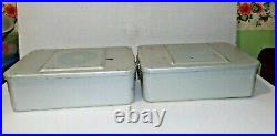 2 Medical Supply Metal Trays with Lids DBP Germany