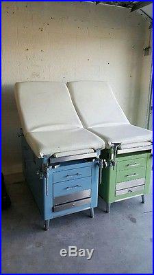 2 Vintage Coronet Doctors Medical Exam Table Light Blue / Seafoam Green Hospital