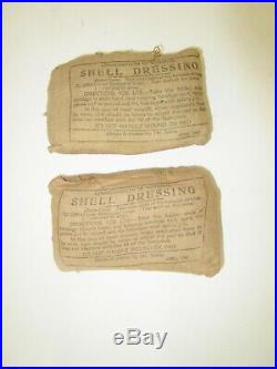 2 Vintage U. S. Army WWII First aid Field Shell Dressing medical gear equipment