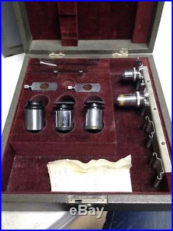 A O Spencer Vintage Microscope, Rotating Slide Platform, 3 Objectives, Condenser