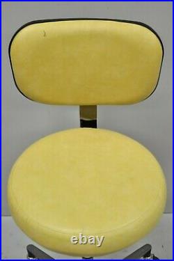 Ajusto Equipment Co Rolling Medical Dental Work Chair Stool Yellow Vinyl Seat