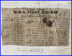 Antique 1930's MSA First Aid Kit with Supplies Medical Equipment Mining Vintage