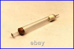 Antique Glass Medical Syringe with Wooden Stopper Early Medical Instrument