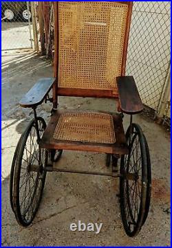 Antique Medical Equipment / Antique Wooden Wheelchair 1875-1900