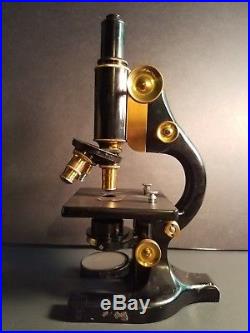 Antique Spencer Monocular Microscope No 44 vintage 1929 Brass Fittings With Box