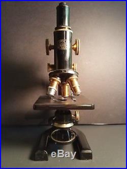 Antique Spencer Monocular Microscope No 44 vintage 1929 Brass Fittings With Box