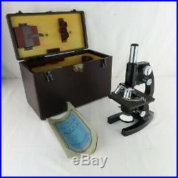 BAUSCH & LOMB VINTAGE LAB MICROSCOPE 1940s VM349 MINT CONDITION! With Case