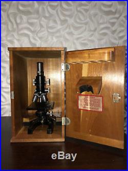Bausch & Lomb Binocular Microscope & Wood Case, Vintage