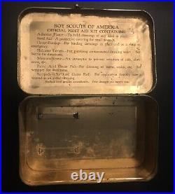 Boy Scouts of America First Aid Kit Metal Tin Box with Belt Hooks Vintage