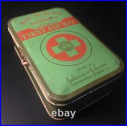 Boy Scouts of America First Aid Kit Metal Tin Box with Belt Hooks Vintage