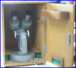 Elgeet Vintage Microscope NO. 60160 W. 15X T. S. C with Box Carrying Case