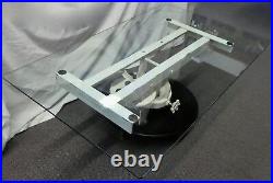 Embalming Table Repurposed with Glass Top. Metal Base Gothic. 18H x 54W x 32D