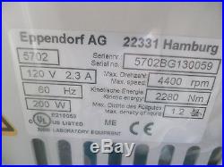 Eppendorf 5702 Centrifuge w Rotor, Buckets, 120V 60Hz, NIB, Vintage 11/ 2011