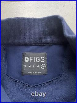FIGS On Shift Navy Blue Fleece Full Zip Up Sweater Logo Jacket Womens Sz XXL