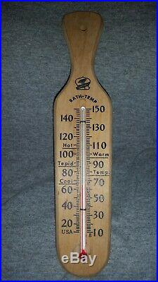 GRAFCO Vintage Medical Equipment Floating Wood Bath Water Temp Thermometer Old