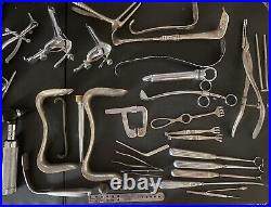 Large Lot of Vintage Metal Medical Instruments Tools With Speculum