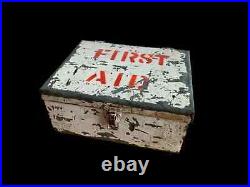 Large Vintage Metal First Aid Box Prop Display