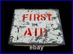 Large Vintage Metal First Aid Box Prop Display