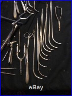 Lot Of Doctors Childbirth Tools Stainless Forceps Vintage Ob gyn Medical Antique