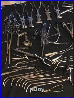 Lot Of Doctors Childbirth Tools Stainless Forceps Vintage Ob gyn Medical Antique