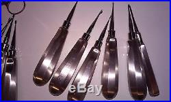 Lot of 25 Vintage Miltex Stainless Steel Tooth Elevators Hugh Lot With Case