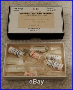 Lot of Vintage Glass Medical Syringe Hypodermic Needles Vials Equipment