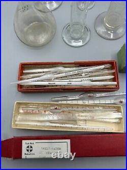 Lot of Vintage Lab Medical Glass & Miscellaneous Equipment PYREX BLOOD TEST