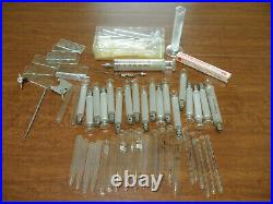 Lot of Vintage Medical Hypodermic Glass Syringes Reusable Needles & Other Equip