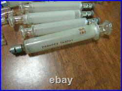 Lot of Vintage Medical Hypodermic Glass Syringes Reusable Needles & Other Equip