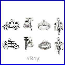 Lot of (x40) Mixed Kinds Vintage Silver Alloy Medical Equipments Pendants Charms
