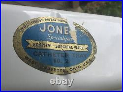 Medical equipment Jones catheter enamel metal tray vintage hospital box antique