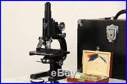 Microscope 1940 Vintage Medical Lab Model, Case, Signed Spencer American Optical