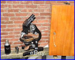 Nice Leitz Leica Vintage Lab Microscope Objectives Revolving Stage Box