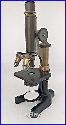 Old Antique Microscope with Zeiss and E. Leitz Wetzlar Lenses Vintage Science