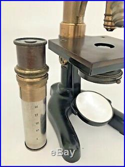 Old Antique Microscope with Zeiss and E. Leitz Wetzlar Lenses Vintage Science