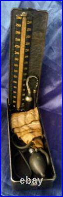 Old Vintage Antique Medical Equipment Blood Pressure Cuff in Metal Case MD