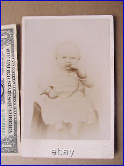 RARE 1880 Antique Cabinet Photo, CHILD HOLDING MEDICAL EQUIPMENT, Died 11 Months