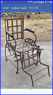 Rare Industrial Chair Vintage 1871 Wilsons Adjustable Iron Dentist Doctor Chaise