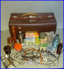 Rare & Vintage Old Doctor bag withequipment & instruments, medical bag, first aid