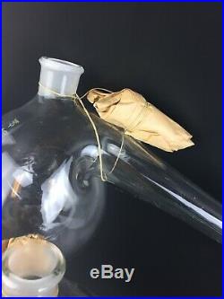 Set (4) VTG Pyrex 500-250-125ml Retort Distillation Flasks Chemistry Lab Glass