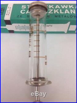 Set Of 6 Polish Vintage Chemists Equipment Glass Syringes Scientific Instruments