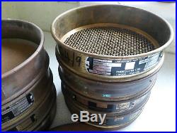 Set of Vintage Endecotts Brass Industrial Laboratory Test Soil Sieves incl lid