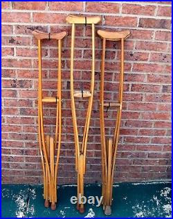 Three Pair of Vintage Wooden Crutches Good Condition Vintage Medical Equipment
