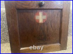 VINTAGE Antique Wood FIRST AID CASE/BOX