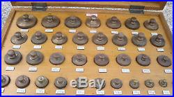 VINTAGE BRASS SCALE WEIGHT SET 25g TO 2250g