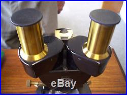 Vintage Carl Zeiss Microscope Jena Large Stand Brass With (see Decription)